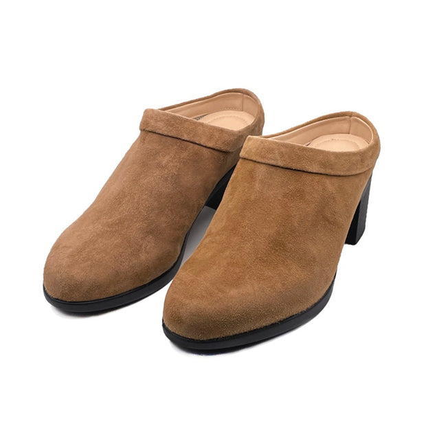 Collared Mule - Caramel Suede